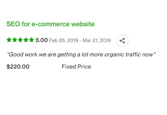 Screenshot of a positive review on Upwork