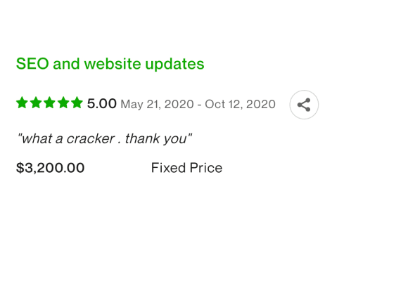 Screenshot of a positive review on Upwork